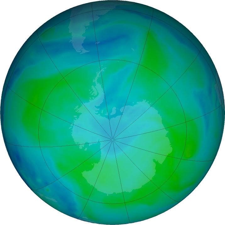 Antarctic ozone map for 18 January 2023